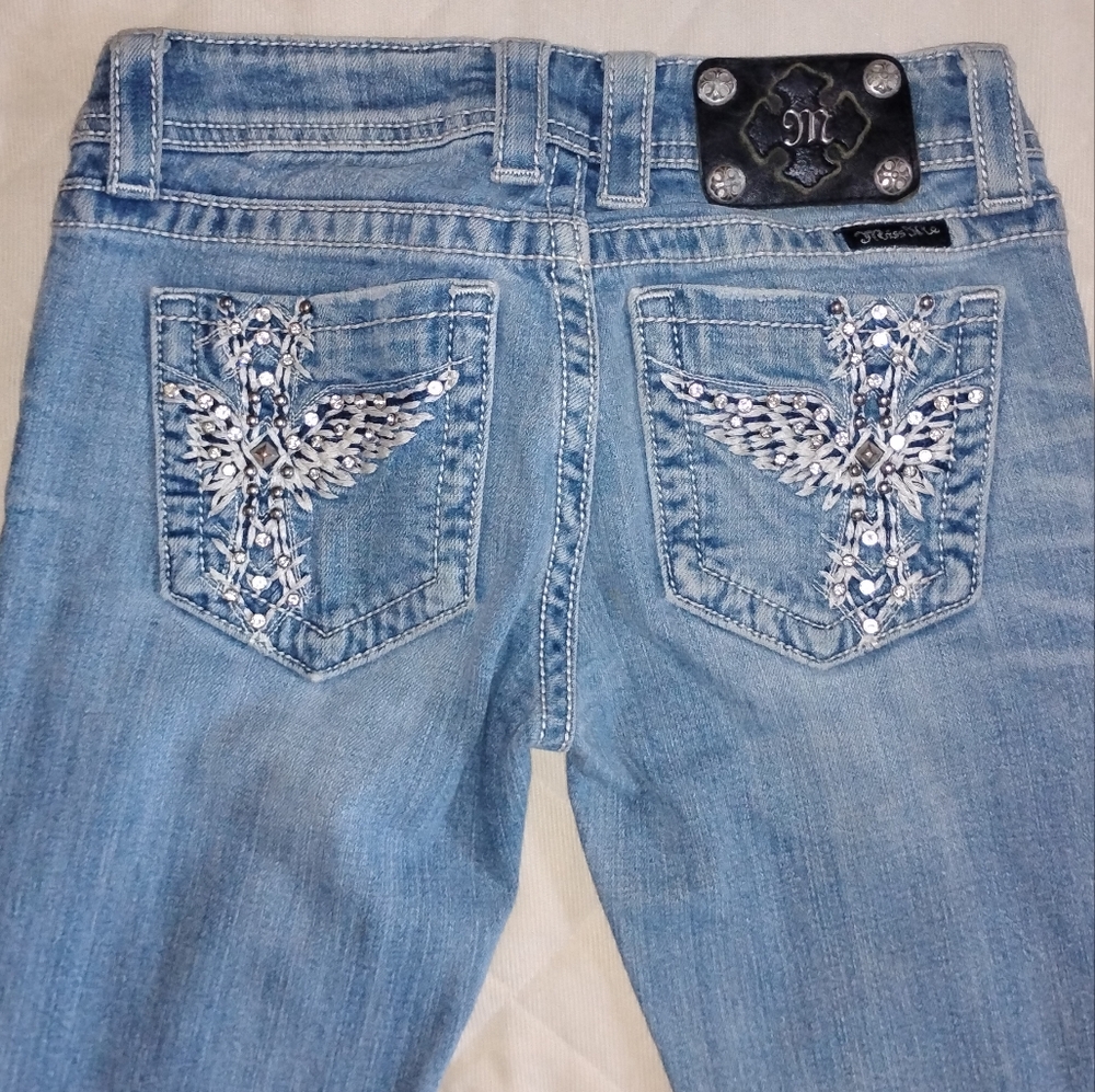 Miss Me Light Blue Boot Cut Jeans with Embellished Pockets